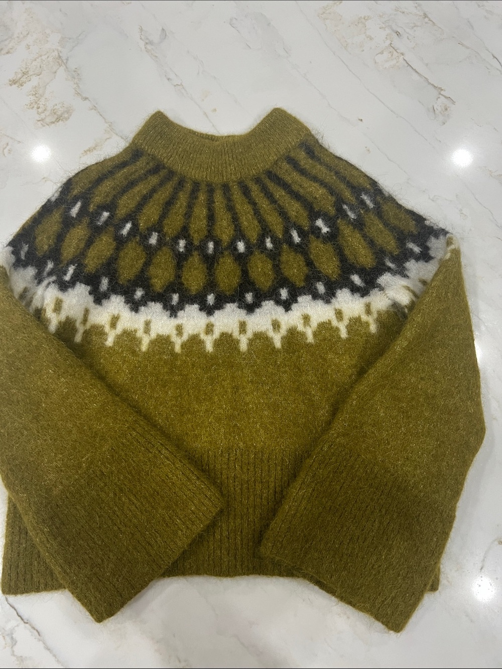 Banana Republic Olive & Black Fair Isle Turtleneck Sweater